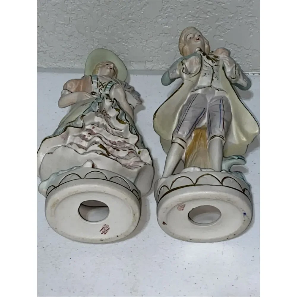 Vintage Made In Occupied Japan‎ Figurines Bisque Colonial Courting Couple 10.5”